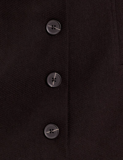 Jupe droite boutonnée noir femme