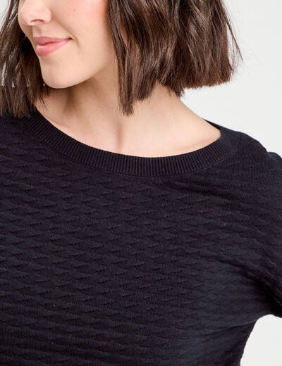 Pull col bateau bleu marine femme