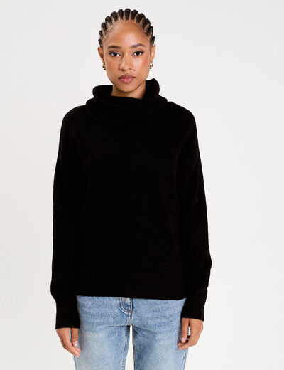 Pull avec col roul&eacute; noir femme