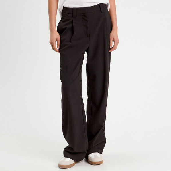 Pantalon large avec pinces noir femme