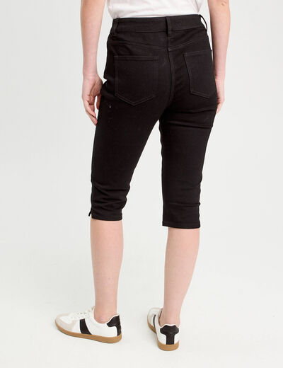 Pantacourt capri denim noir femme