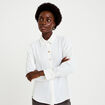 Chemise droite pliss&eacute;e manches longues ecru femme