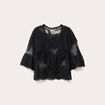 Blouse manches 3/4 dentelle noir femme