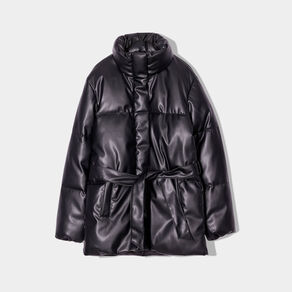 doudoune ceinturee simili cuir noir femme Doudoune ceinturée simili cuir noir femme