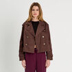 Trench court boutonné marron foncé femme