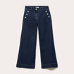 Jean wide leg cropped taille haute denim blue black femme