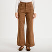 Pantalon bootcut taille basse en jean marron femme