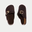 Chaussons sabot marron fonc&eacute; femme
