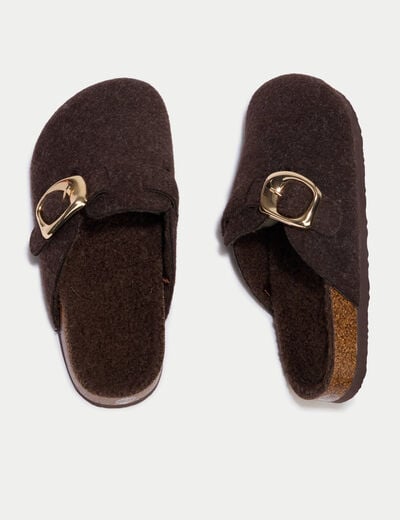 Chaussons sabot marron fonc&eacute; femme