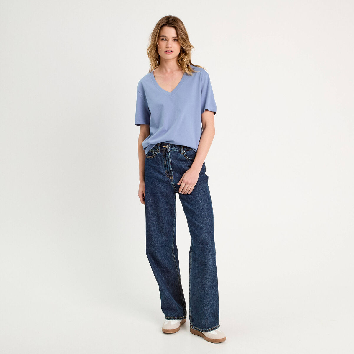 T-shirt manches courtes bleu gris femme