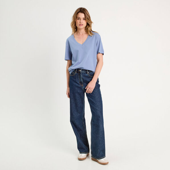 T-shirt manches courtes bleu gris femme