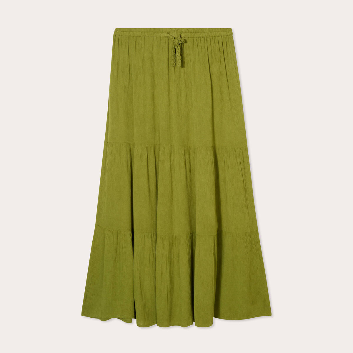 Jupe longue évasée vert foncé femme
