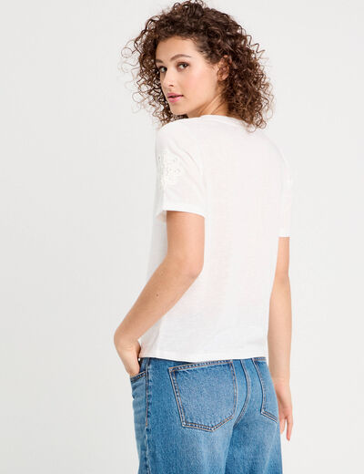 T-shirt manches courtes ecru femme