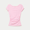 Top ajust&eacute; col bateau manches courtes rose clair femme