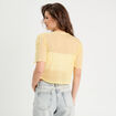 Blouse nouée avec volants jaune clair femme