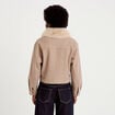 Veste droite cropped col tailleur taupe femme