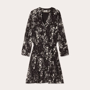 Robe évasée manches 3/4 noir femme