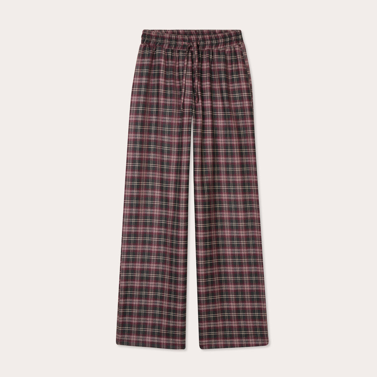 Pantalon large bordeaux femme