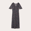 Robe longue évasée col en V noir femme