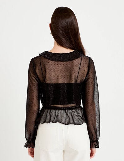 Blouse d&eacute;collet&eacute; manches longues gris argent femme