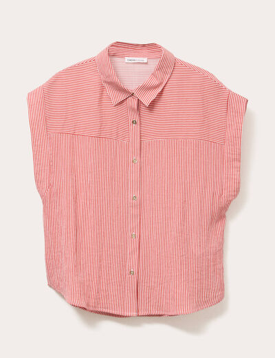 Chemise sans manches rose corail femme