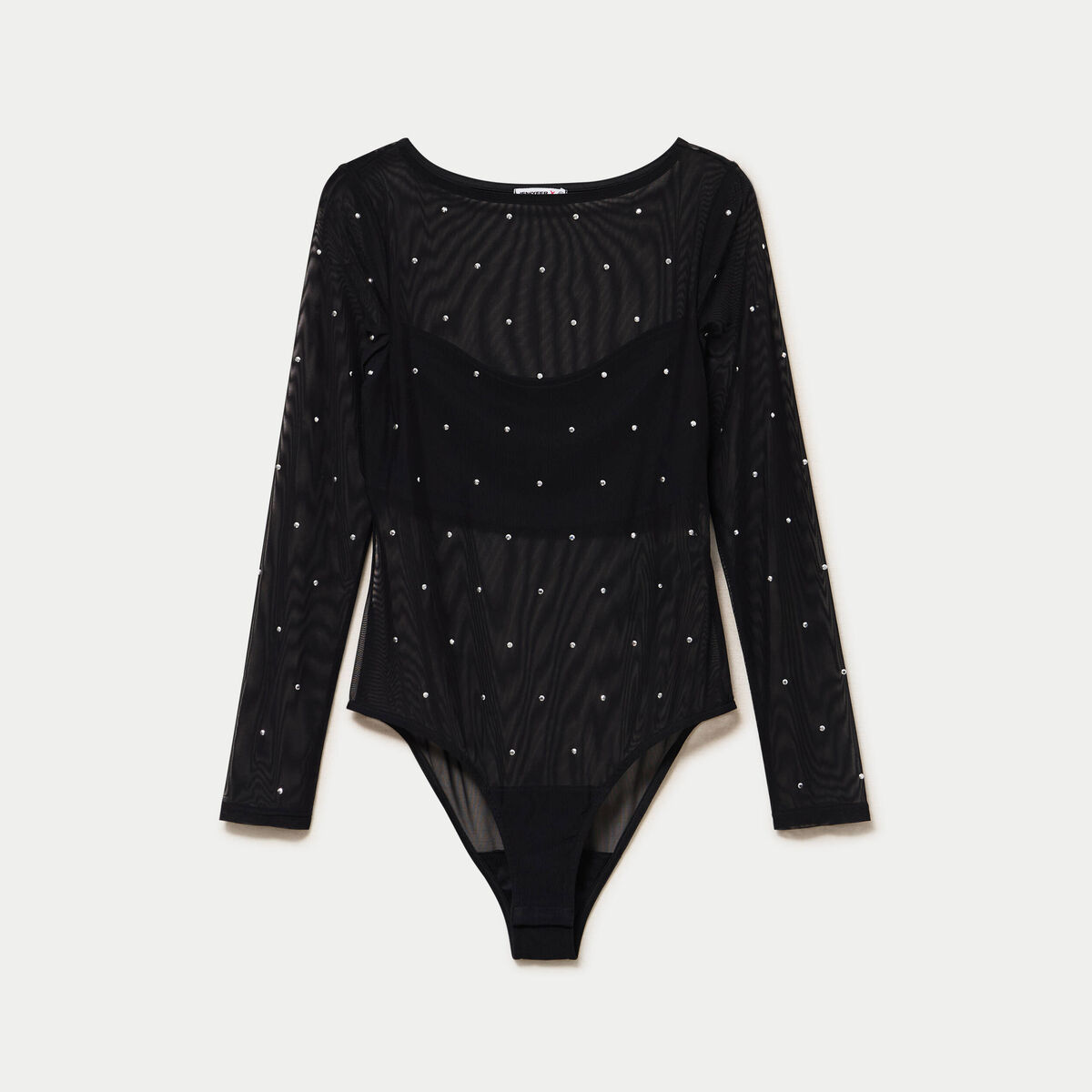 Body ajust&eacute; manches longues col bateau noir femme