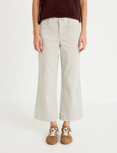 Jean flare cropped taille haute vert kaki femme