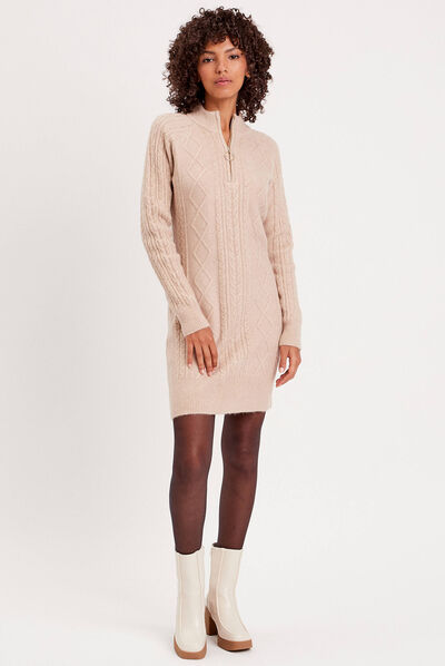 Robe pull col camionneur sable femme