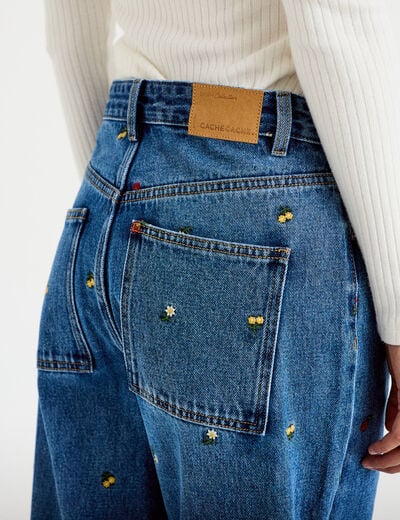 Jean avec broderie bleu femme