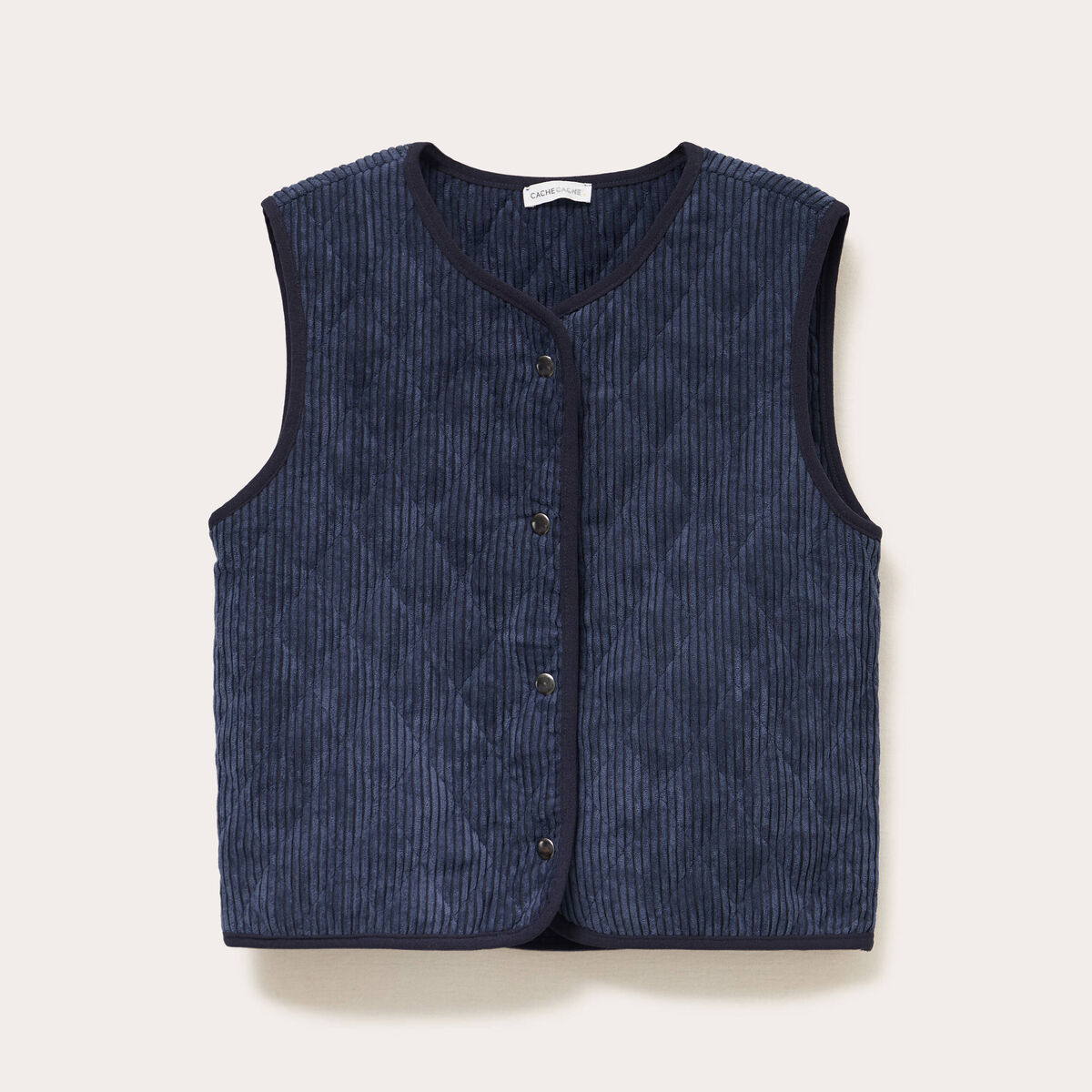 Gilet sans manches velours bleu marine femme