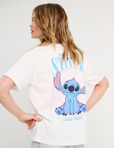 T-shirt oversize Stitch blanc femme