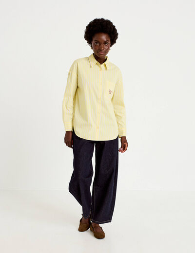 Chemise oversize manches longues jaune femme