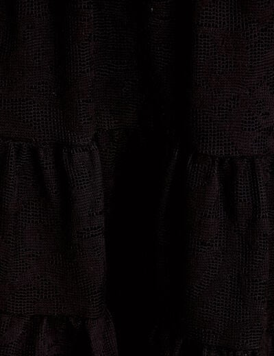 Robe courte &eacute;vas&eacute;e en dentelle col v noir femme