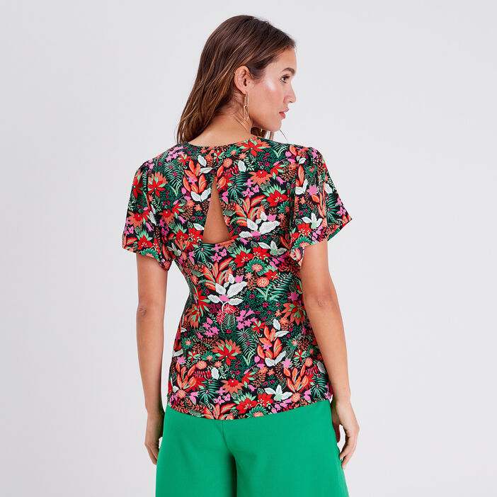 Blouse manches courtes noir femme