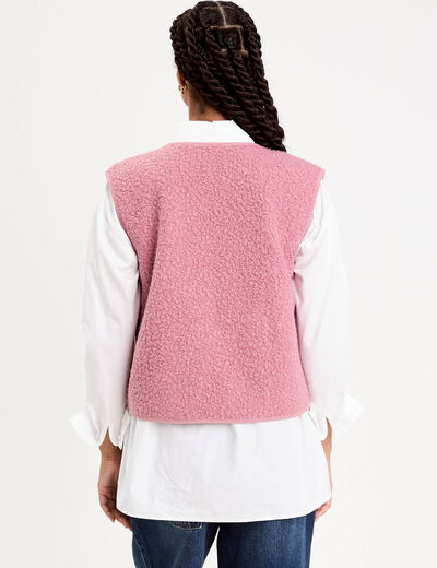 Gilet sans manches polaire vieux rose femme