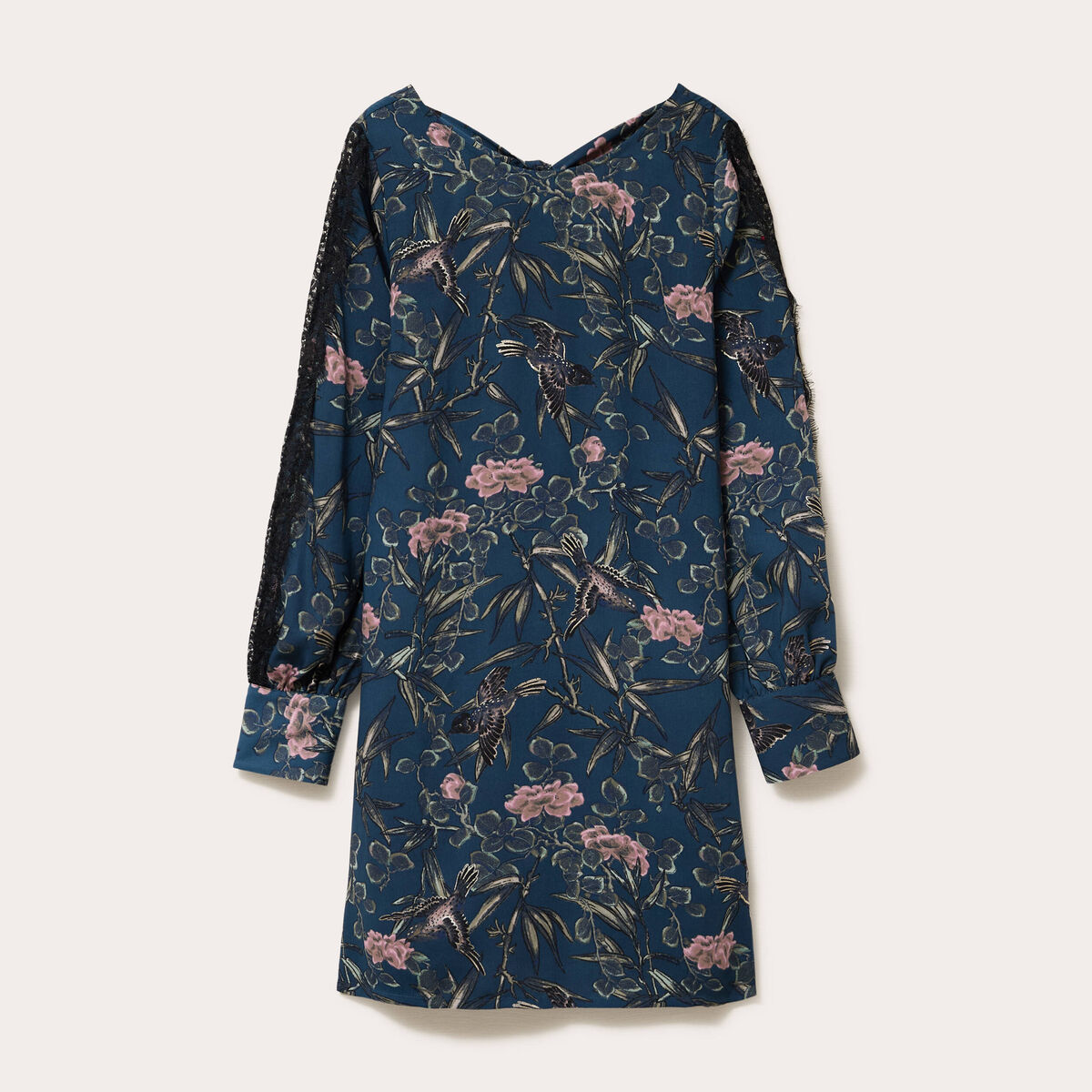 Robe droite dos nou&eacute; bleu p&eacute;trole femme