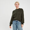 Pull col montant vert kaki femme