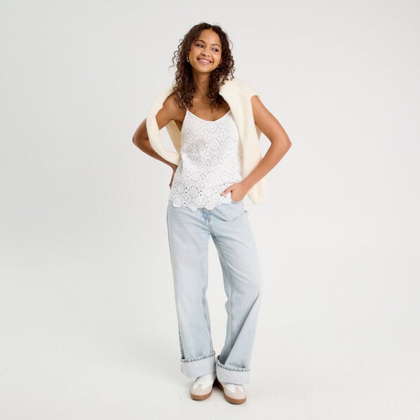 debardeur effet crochet blanc femme Débardeur effet crochet blanc femme