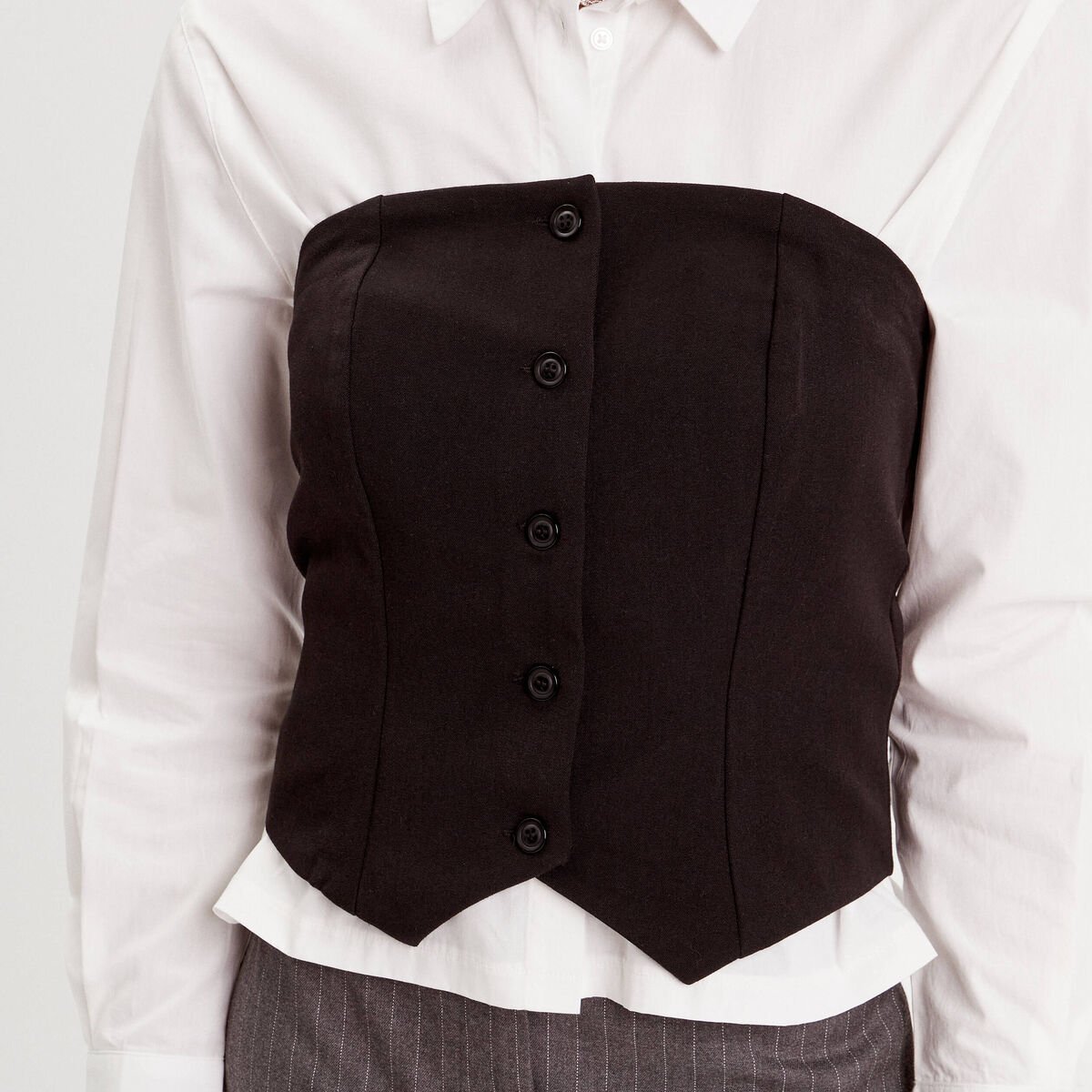 Bustier avec boutons noir femme