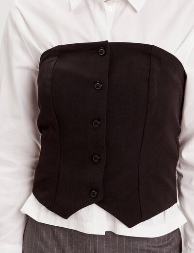 Bustier avec boutons noir femme
