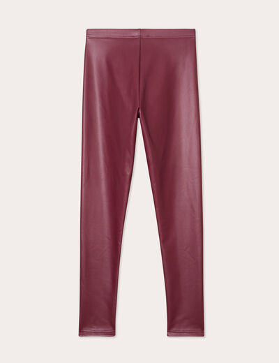 Legging simili cuir marron femme