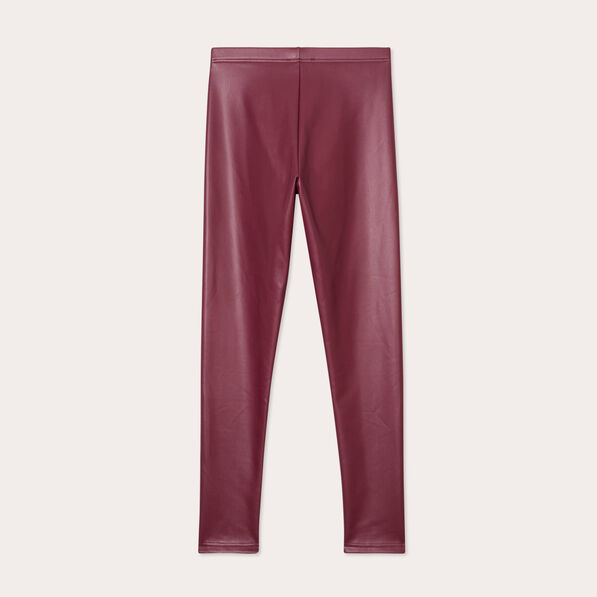 Legging simili cuir marron femme