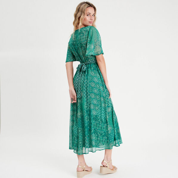 robe longue evasee vert femme Robe longue évasée vert femme