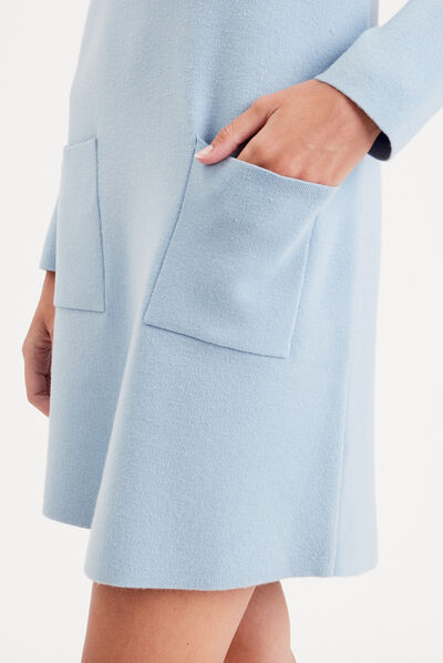 Robe pull droite avec poches bleu femme