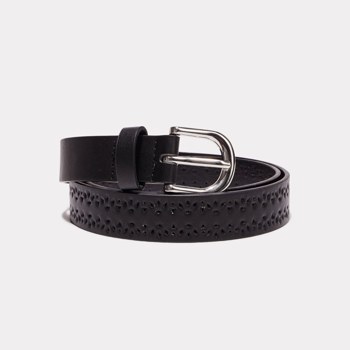 Ceinture folk ajourée noir femme