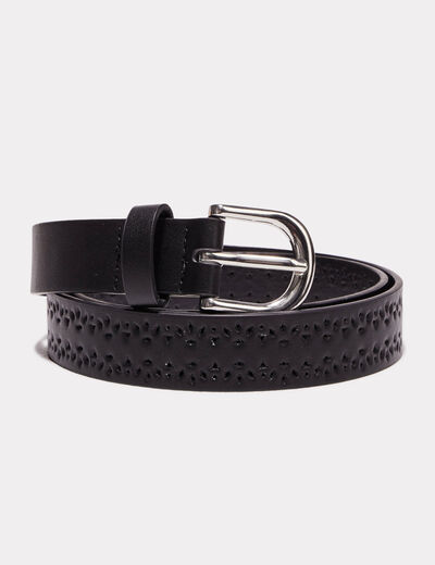 Ceinture folk ajourée noir femme