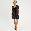 Robe évasée manches courtes noir femme