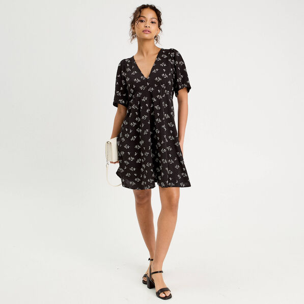 robe evasee manches courtes noir femme Robe évasée manches courtes noir femme