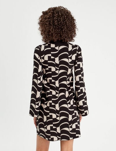 Robe pull évasée col montant blanc femme