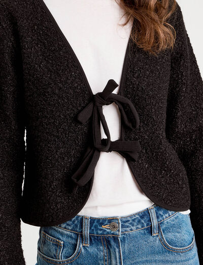 Gilet effet polaire noué noir femme